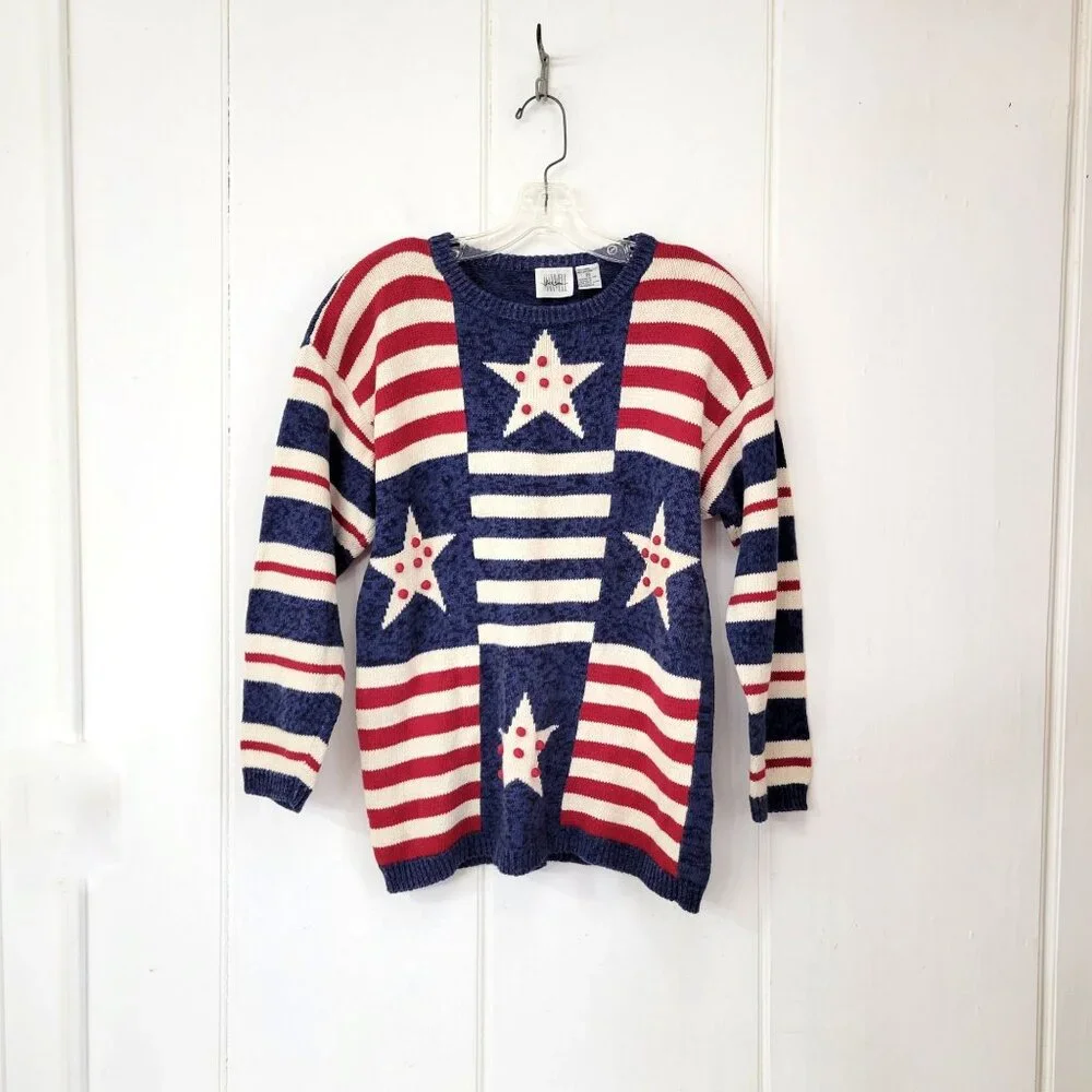 Vintage Stars and Stripes Americana Pullover Cotton Sweater - Picture 4 of 5